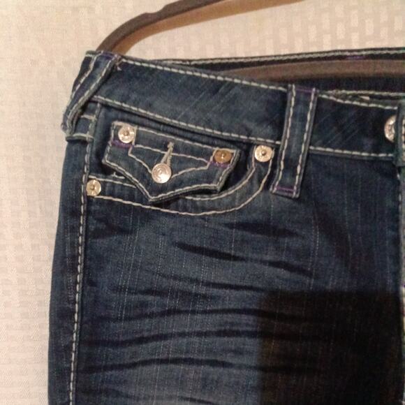 True Religion Women's Nat big T jeans skinny with flaps Blue, Size 31 - Picture 2 of 13